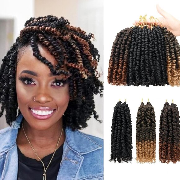 Passion Twist Crochet Hair Synthetic Mixed Color 6 Inch 9 Packs Easy Style